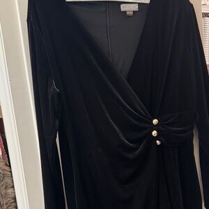 Velvet Long Sleeve Elegant Black Dress